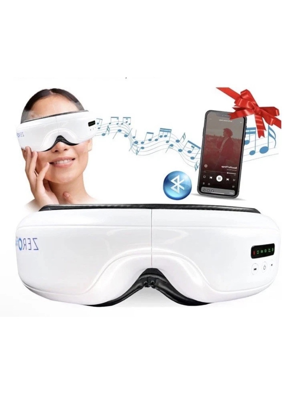 Heated Compression Eye Mask Music Face Massager Rechargeable Sleep Mask